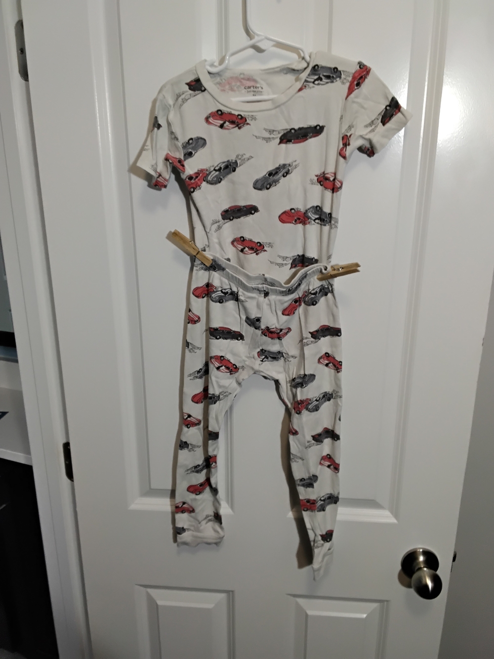 Carter's Cream Two-Piece with Red and Gray Car Print